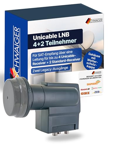 Schwaiger Unicable LNB Quad für 4+2 Teilnehmer mit Legacy Ausgängen
