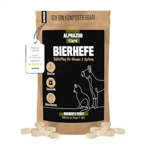 Bierhefe Tabletten für Hunde und Katzen von alphazoo, 120 Stück