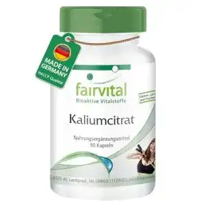 Kaliumcitrat Kapseln 300mg – 90 vegane Kapseln für Nerven und Muskeln