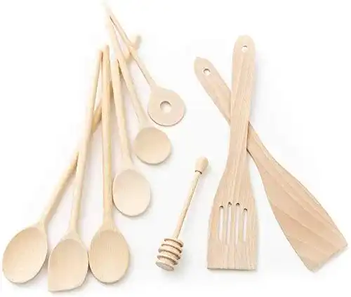 Kochlöffel-Set Tuuli aus Buchenholz mit Pfannenwender und Honiglöffel