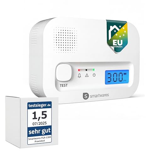 Kohlenmonoxidmelder Smartwares mit 10 Jahren Sensor und Display