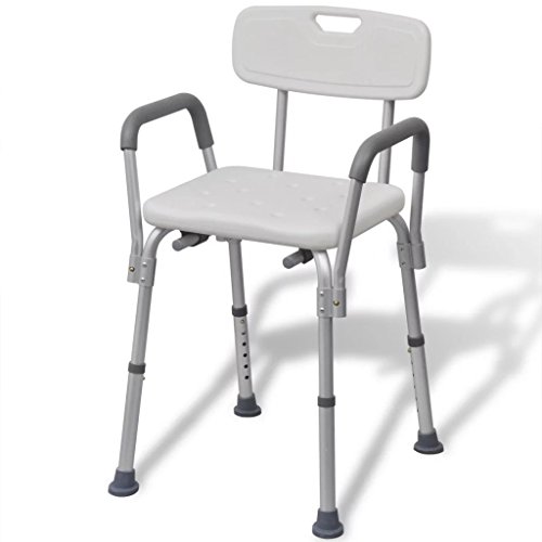 Duschstuhl mit Arm- und Rückenlehne aus Aluminium