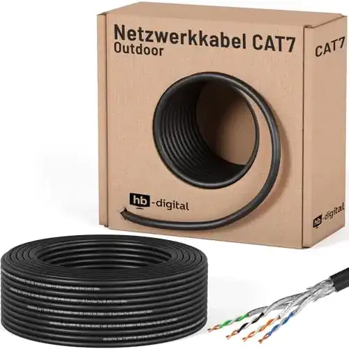 HB-Digital 50m Cat 7 Verlegekabel für Outdoor-Anwendungen