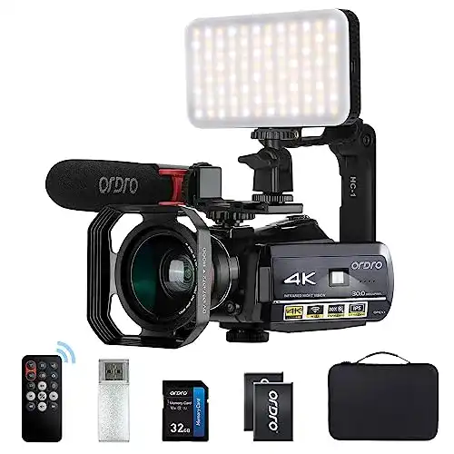Camcorder ORDRO AC3 IR Nachtsicht – 4K Videokamera mit 1080P