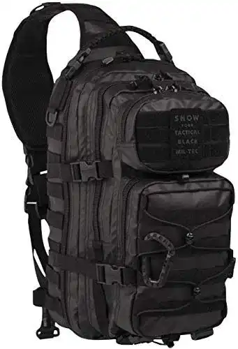 Mil-Tec Assault Rucksack in Schwarz Taktischer Rucksack mit mehreren Fächern