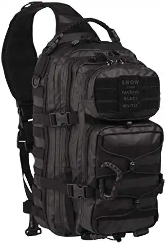 Mil-Tec Assault Rucksack in Schwarz Taktischer Rucksack mit mehreren Fächern