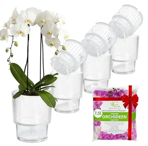 Orchideentopf Garten Lux 4er-Set Selbstbewässerungstöpfe