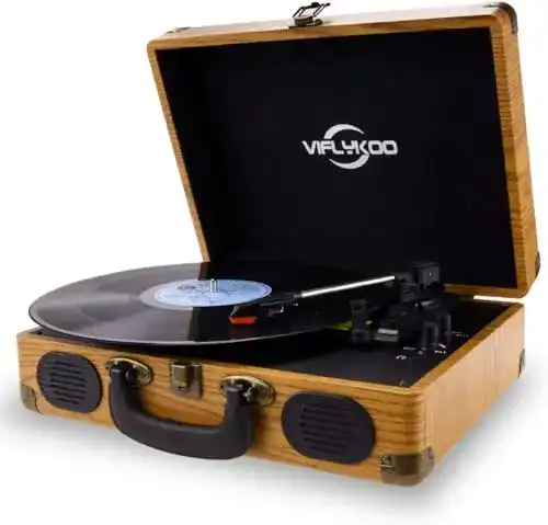 Viflyk00 Bluetooth Plattenspieler für Vinyl-Schallplatten