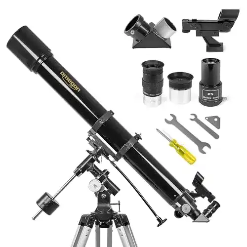 Omegon Teleskop AC 90/1000 EQ-2 Refraktor für Einsteiger und Fortgeschrittene