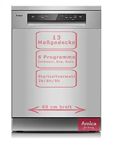 Amica GSP 543 910 Si Standgeschirrspüler – 60 cm, Silber