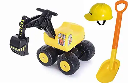 Sitzbagger Mobby-Dig Baumeister Set mit Bauhelm und Schaufel