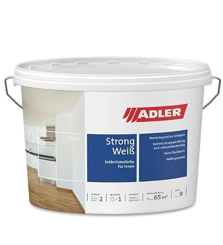 Latexfarbe Seidenglanz Adler Aviva Strong-Weiß – Abwaschbare Wandfarbe für Innenräume