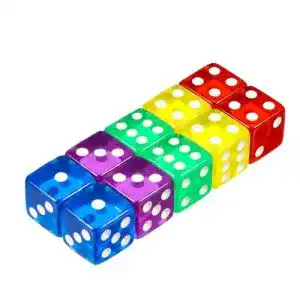 Spielwürfel Set mit 10 Acrylwürfeln in verschiedenen Farben, 16 mm