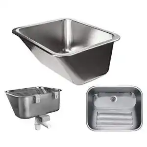 VBChome Ausgussbecken 55 x 45 x 22 cm aus Edelstahl mit Ablaufgarnitur