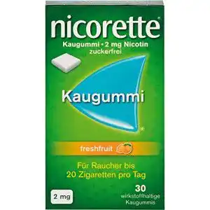 Nikotinkaugummi Nicorette 2 mg Freshfruit Kaugummi 30 Stück