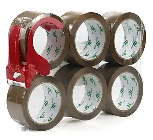 Paketklebeband Bomei Pack Braun mit Plastikabroller, 6 Rollen