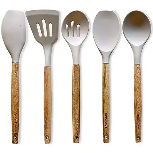 Teigschaber Silikon mit Holzgriff, 5 Stück Set