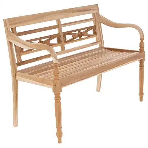Gartenbank aus Teakholz von Nexos Trading DIVERO im Vintage-Look