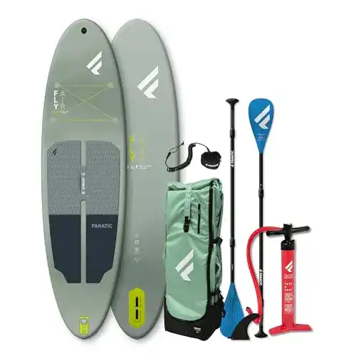 Fanatic Fly Air SLT 9,8 SUP 2025 in Grau/Grün mit Pure Paddel