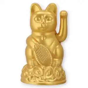 Winkekatze Maneki Neko (Goldfarben matt, 12 cm)