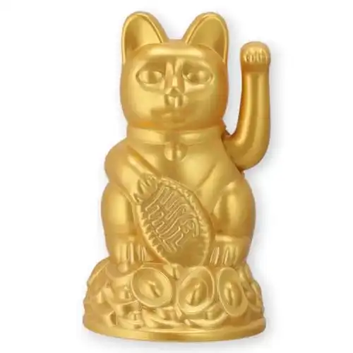 Winkekatze Maneki Neko (Goldfarben matt, 12 cm)