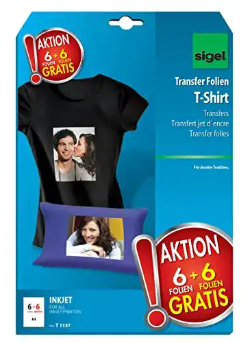 Transferpapier Sigel T1157 für dunkle Textilien, 12 Blatt A4