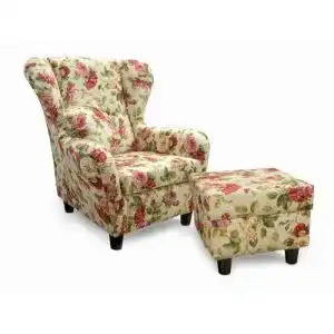 Ohrensessel lifestyle4living mit Hocker im Blumenmuster