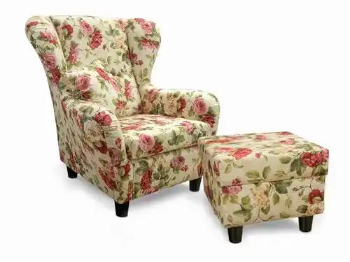 Ohrensessel lifestyle4living mit Hocker im Blumenmuster