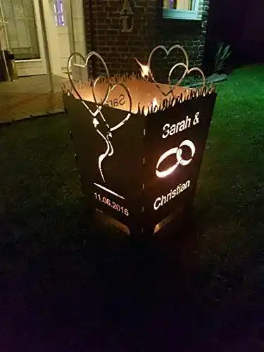 Feuerkorb Hadocut für Hochzeiten, modern, quadratisch, grau, Stahl