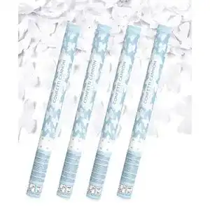 Konfettikanone Partydeco 4x XXL (60 cm) mit weißen Schmetterlingen