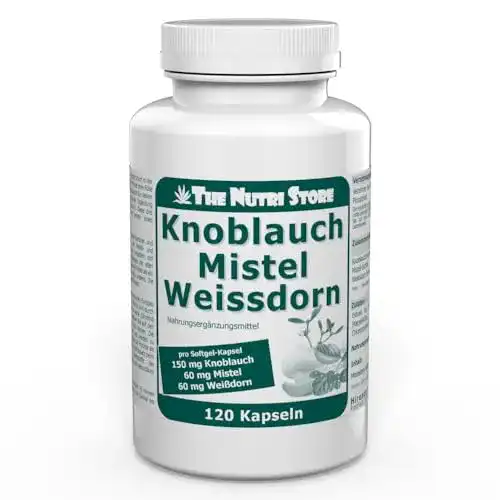 Weißdorn-Kapseln mit Knoblauch und Mistel von The Nutri Store 120 Stück