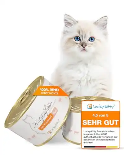 Lucky Kitty Katzenfutter Nass mit 95% Rind, ohne Getreide und Zucker