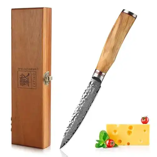Zayiko Minami Premium Damastmesser Allzweckmesser mit Olivenholzgriff