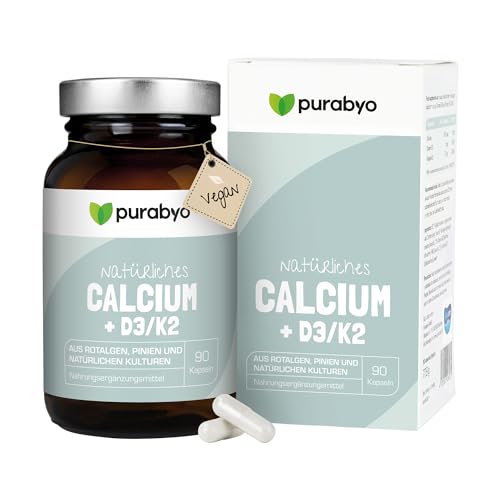 Calcium Purabyo mit Vitamin D3 und K2 aus Rotalgen