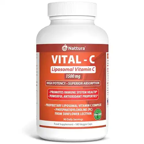 Liposomales Vitamin C 1500 mg von Nattura – 180 Veggie Kapseln