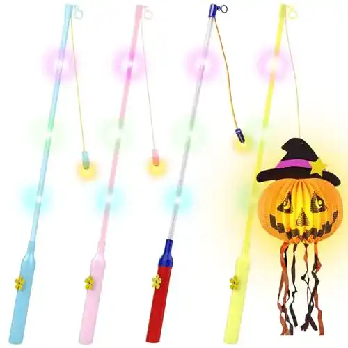 Laternenstäbe mit LED für Kinder – 4er Set für St. Martin und Halloween