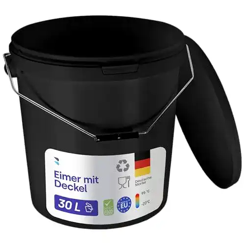 Eimer mit Deckel BenBow 30 Liter lebensmittelecht schwarz