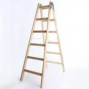 Haushaltsleiter mit 6 Stufen aus Holz – Klappleiter 2×6 Stufen