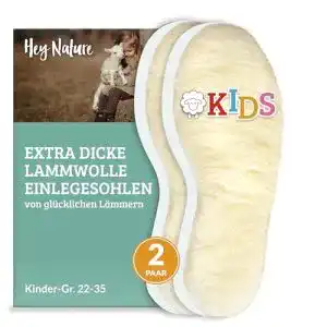 Einlegesohlen für Kinder von Hey Nature aus Lammwolle 2 Paar Winter