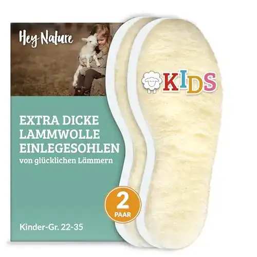 Einlegesohlen für Kinder von Hey Nature aus Lammwolle 2 Paar Winter