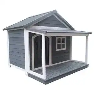 Hundehütte XXL aus Massivholz – Wetterfeste Hundehütte mit Vordach