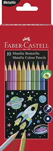 Faber-Castell 201583 Glitzerstifte Metallic Buntstifte 10er Etui