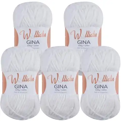 Chenille-Wolle Wollidu Gina Garn für Stricken und Häkeln – 5 x 100g