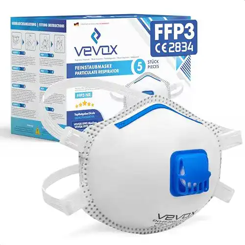 FFP3 Maske mit Ventil VEVOX in 5er oder 10er Pack