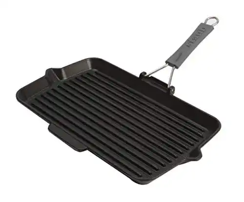 Gusseisen Grillpfanne STAUB mit Silikongriff, Induktionsgeeignet, 34×21 cm