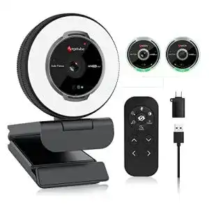 Webcam mit Ringlicht Angetube 60FPS 1080P – PC Kamera