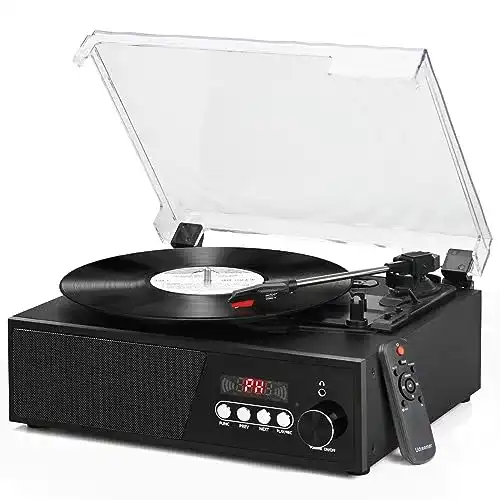 Plattenspieler mit Bluetooth, USB, FM-Radio und Fernbedienung
