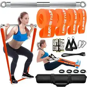 Widerstandsbänder mit Stange für Fitness und Krafttraining