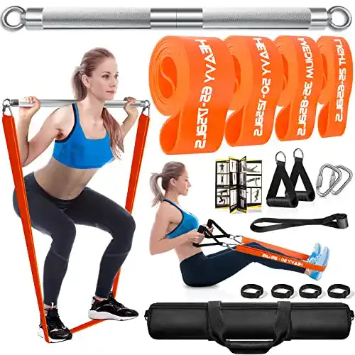 Widerstandsbänder mit Stange für Fitness und Krafttraining