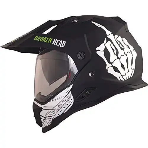 Broken Head Street Rebel Motocross-Helm in Grün mit Visier